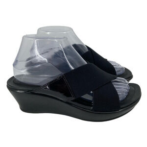 Dansko Wedge Sandals Leather and Fabric Black Size EU 38 US 7.5